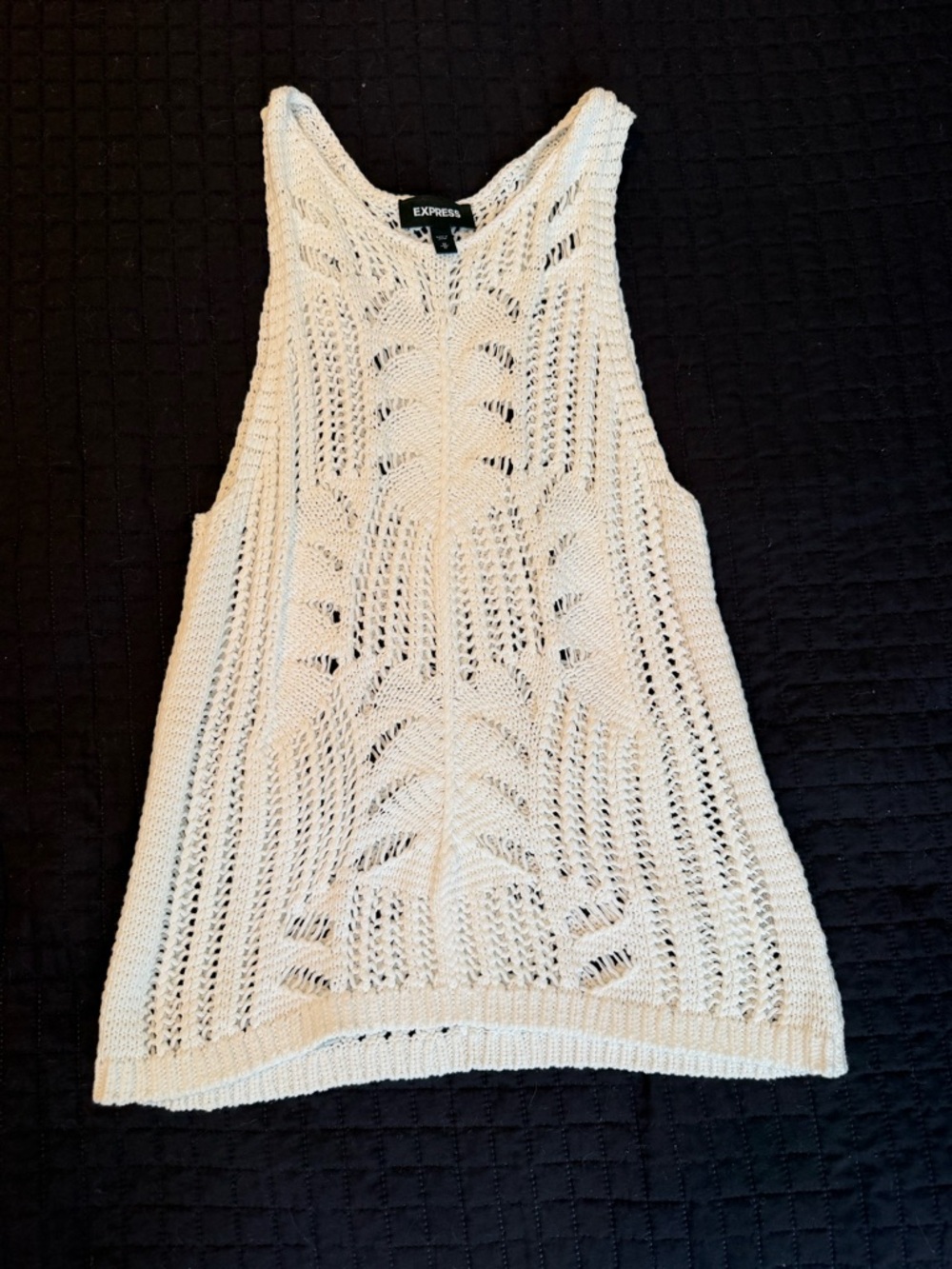 Express Cream Openwork Crochet Tank